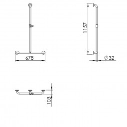 Barre de douche verticale avec curseur côté gauche 90° Ø32mm - 60 x 120cm  White Serenity : L996 00 00
