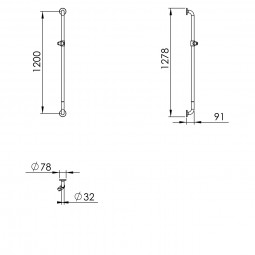 Barre de douche verticale avec curseur Ø32mm - 120cm White Serenity